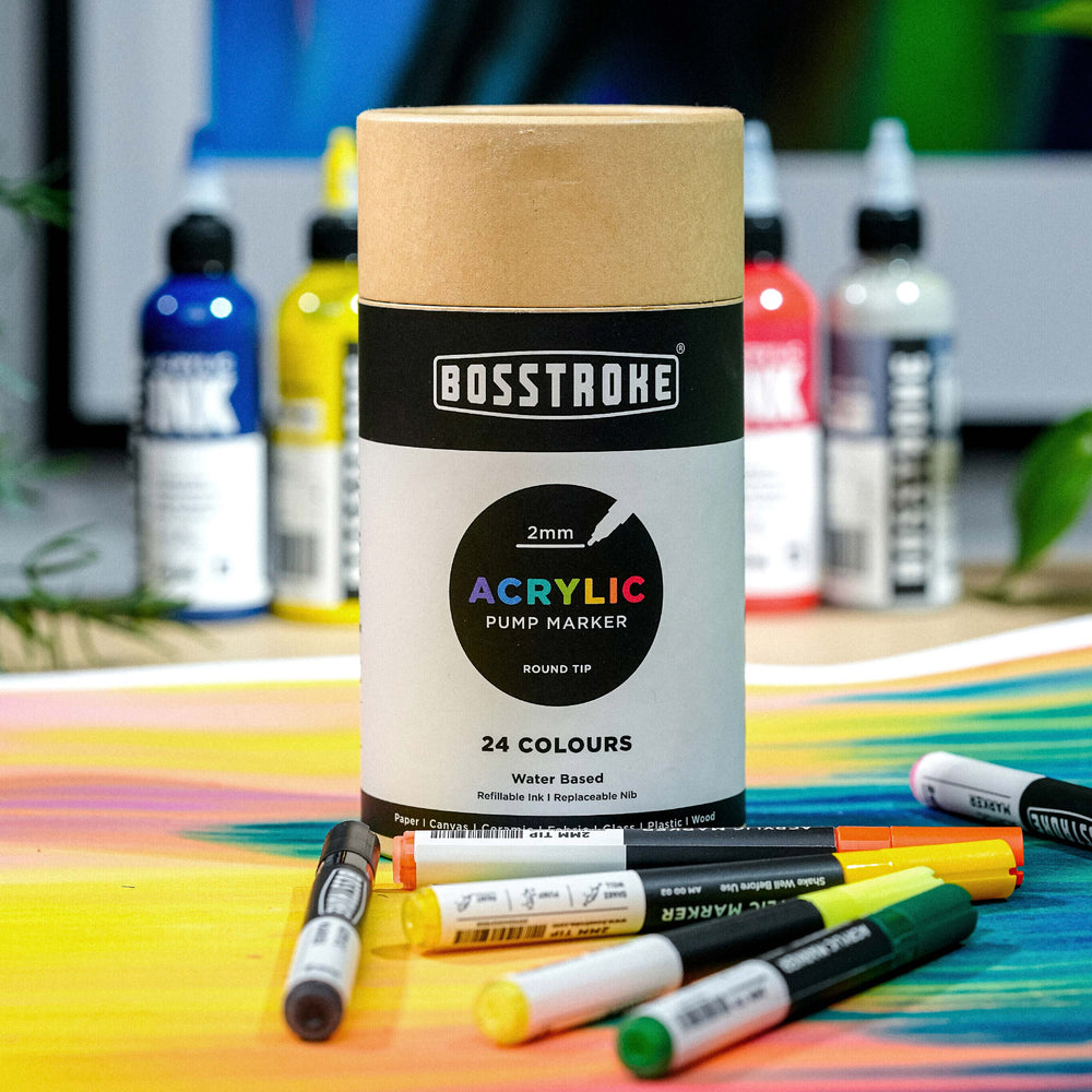 Bosstroke Acrylic Marker Set 2mm - 24 Shades